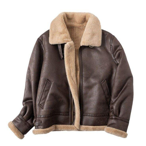Custom Cozy and Warm Winter Streetwear Solid Zipper Leather Jacket Stylish Luxury Windbreaker for Men - Product Image 1