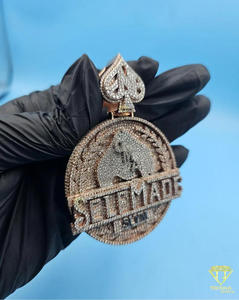 Pendentif de luxe fait main en or 18 carats plaqué or, style hip-hop, en argent sterling 925 avec diamant moissanite VVS, finition glacée - Product Image 5