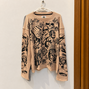 Maglia da Uomo Grigia a Maniche Lunghe con Grafica, Girocollo, Stile Streetwear, in Maglia Pesante 2026 - Product Image 3