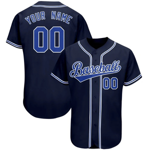 Custom <b>Navy</b> <b>Blue</b> Men's Baseball Jersey V-Neck Short Sleeve Digital Print Breathable 100% Polyester Custom Name Number Team - Product Image 5