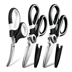 Ciseaux de cuisine multifonctionnels pour poisson, légumes et usage domestique, super tranchants, argentés, avec vis réglable - Product Image 1