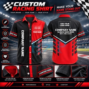 Chemise de sport respirante de haute qualité, personnalisée pour le motocyclisme, à manches courtes, avec impression personnalisée pour le personnel de box. - Product Image 4