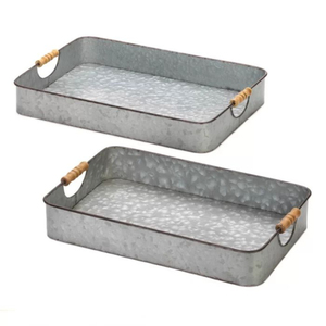 Custom <b>Oval</b> Scalloped Galvanized Metal Serving Tray with Handles Farmhouse Decorative for <b>Coffee</b> <b>Table</b> & Wedding Events - Product Image 5