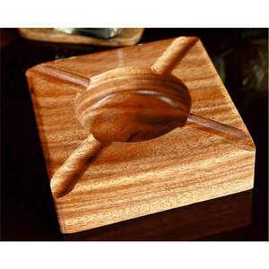 Cendrier à cigares et sous-verre à whisky 2-en-1 en noyer fait main, ensemble cadeau d'accessoires pour cigares avec plateau métallique amovible et tiroir à accessoires - Product Image 5