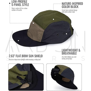 Casquettes 5 panneaux de style Techwear multicolores, légères, en nylon de bonne qualité, pour le sport en plein air, la course à pied et la randonnée, avec sangle réglable. - Product Image 3