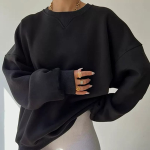 เสื้อสเวตเชิ้ตผู้หญิงทรงหลวมใส่สบาย แขนยาว ปักโลโก้ คอกลม - Product Image 6