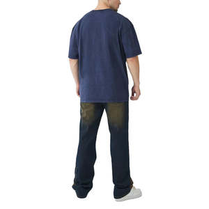 T-shirt vintage délavé à l'acide avec logo personnalisé, t-shirt oversize épais et déchiré, 100% coton, t-shirt lourd pour homme - Product Image 2