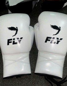 Gants de boxe Fly en cuir blanc, à lacets, respirants, équipement d'entraînement pour adultes - Product Image 3