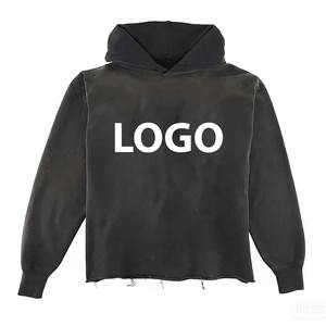 Sudadera con capucha para hombre de alta calidad, extragrande, gruesa, con cremallera, estilo vintage, efecto desgastado por el sol, con lavado ácido. - Product Image 2