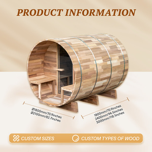 Sauna de Barril para Exteriores de Cedro Rojo Premium, de Varias Piezas, con Certificación ETL, Integración WiFi, para Spa en Casa en América <span class=keywords><strong>del</strong></span> Norte - Product Image 3