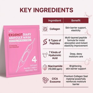 มาส์กหน้าเกาหลี EXOSHOT Diary Ampoule Mask สูตร CICA คอลลาเจน เปปไทด์ ไฮยาลูรอนิค แอซิด ไฮโดรเจล ช่วยลดเลือนริ้วรอย กระชับรูขุมขน บำรุงผิวหน้าให้ขาวกระจ่างใส - Product Image 5