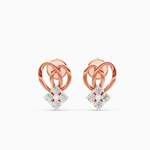 Boucles d'oreilles clous en diamant de laboratoire de 0,15 ct, serti en grappe entrelacée, en or jaune, blanc et rose 9 carats - Product Image 1