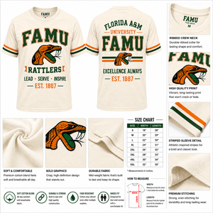 T-shirt personnalisé FAMU HBCU en coton premium unisexe, streetwear, motif fierté universitaire, fournisseur en gros de t-shirts avec logo personnalisé - Product Image 3