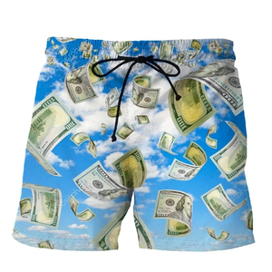 Shorts de plage d'été pour hommes, haut de gamme, personnalisés, à taille élastique, séchage rapide, imperméables, respirants, style urbain, en toile de polyester et coton unie - Product Image 3