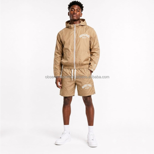 Ensemble coupe-vent pour homme, thermique, brodé, qualité supérieure, design personnalisé, logo streetwear, short et veste en polyester - Product Image 1