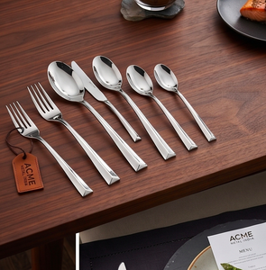 Juego de cubiertos de acero inoxidable Acme Metal, diseño minimalista angular Vertex, alto brillo espejo, resistente al óxido, para bodas y hoteles. - Product Image 2