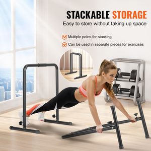 Stazione per Dip in Acciaio Resistente con Capacità di 200 Kg, Stabilizzatore Regolabile in Altezza per Allenamento Fitness - Product Image 4
