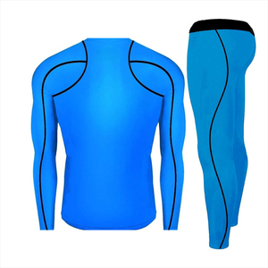 Ensemble de sport et yoga côtelé réversible pour homme, respirant, écologique, coupe-vent, à compression, 2 pièces, long, hiver, couleur unie - Product Image 2