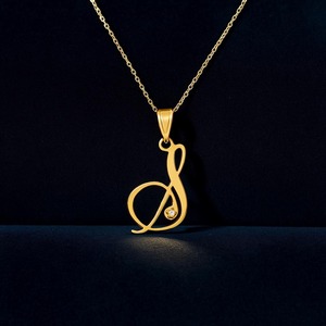 Customize <b>Pendant</b> Diamond Letter S <b>Initial</b> <b>Pendant</b> Necklace Dainty Monogram Necklace 10K 14K 18K Gold or 925 <b>Silver</b> & Gold - Product Image 4