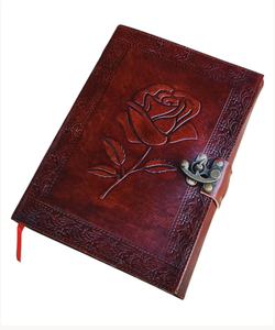 New Era Leather Saddle Stitched <b>Diary</b> with Rose Embossing Brass Lock 120 Sheets Vintage Style for Gift vintage leather journal - Product Image 1