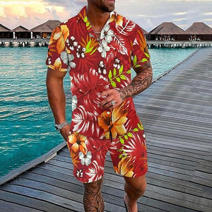 Wholesale Breathable Men's Two-Piece Shirt And Shorts Suit Customized Polyester Custom 2 Piece Shirt And Shorts Men Set - Product Image 3