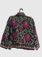 Veste en coton brodée à la main, manches longues, col mandarin, motif floral, grande taille, vêtements d'automne pour femmes