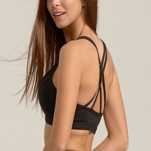 Skin Friendly Mesh <b>Cross</b> Strap Dry Fit Women's Crop <b>Top</b> Sport wears Girls Training Bra - Product Image 6
