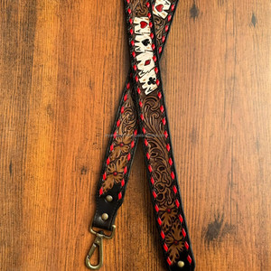 Custom Handmade New Aces Design Cowhide Leather <b>Camera</b> Shoulder <b>Straps</b> High Quality Hand Tooled Replacement Crossbody Bag <b>Straps</b> - Product Image 2