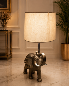 Lampe de table éléphant, base en aluminium, abat-jour en lin, design moderne, écologique, décoration intérieure pour salon, durable - Product Image 1