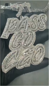 CONCEPTION Nouveau Collier Designer avec Plaque Nominative, Pendentif Bling HIPHOP Ice Out, Moissanite Baguette, Personnalisé, Collier Ras du Cou avec Initiale - Product Image 2