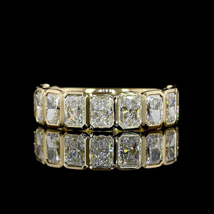 Bague d'éternité de mariage sertie de diamants de laboratoire taille radiant en or 10K 14K 18K et argent 925 935, luxe pour fiançailles et anniversaire - Product Image 1