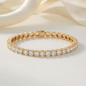 9K Yellow Gold Luxury Tennis <b>Bracelet</b> with GIA Certified Elegant Fine Jewelry for Women Daily Wear - Product Image 6