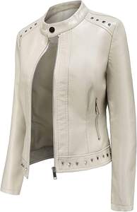 Vestes en cuir PU à fermeture éclair pour femmes vestes décontractées imperméables d'extérieur courtes - Product Image 5