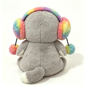 Peluche de perro blanco personalizado, peluche de perro de cara redonda, peluche de cachorro con orejeras de pompón, peluche de perro con orejeras de arcoíris - Product Image 3