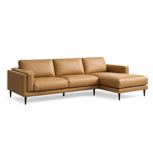Canapé sectionnel en cuir véritable durable avec chaise longue pour hall d'hôtel, intérieur de villa et design de salon moderne - Product Image 1