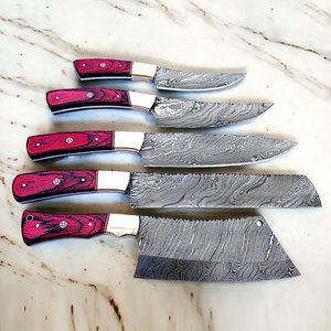 Ensemble de couteaux de cuisine en acier Damas faits à la main, couteaux de cuisine professionnels avec un motif unique et un design durable pour la maison - Product Image 1