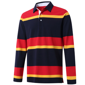 เสื้อโปโลลายทางลำลองสำหรับผู้ชาย เนื้อผ้านุ่ม ทนทาน เหมาะสำหรับใส่ในชีวิตประจำวัน ชุดลำลอง เสื้อรักบี้ - Product Image 3