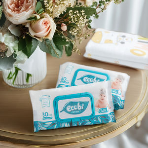 Lingettes humides pour bébé Ecobi, 80 lingettes, douces et délicates, pour le nettoyage des bébés à la peau sensible, soins quotidiens - Product Image 1