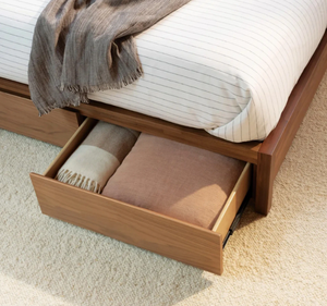 Base de Cama Moderna de Madera de Teca Sólida, Ecológica y Duradera, con Almacenamiento, Estilo Minimalista, con Cajones, Muebles de Dormitorio Escandinavos - Product Image 2