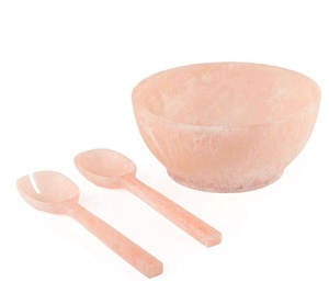 Ensemble de serveurs à salade avec poignées en résine, style marbre blanc, outils manuels pour servir des légumes frais - Product Image 2