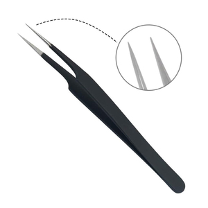 แหนบสำหรับขนตาปลอมทำจากสเตนเลสสตีลเคลือบสีดำแบบกำหนดเอง - Product Image 4