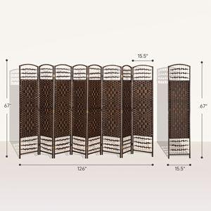 Divisorio Pieghevole Portatile a 8 Pannelli in Fibra Ondulata Marrone per Privacy in Casa e Ufficio - Product Image 3