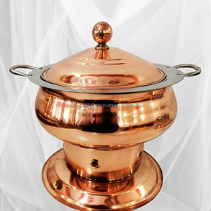 Chauffe-plats de luxe en laiton gaufré 8 LTR Food Server pour hôtels et restaurants utilisés en Inde - Product Image 3