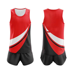 Red Black White Gradient Color Sublimated Polyester Breathable Moisture Wicking Sleeveless Elastic Waist Unisex Adult <b>Athletic</b> - Product Image 1