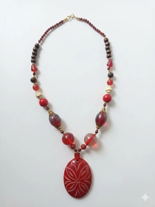 Collier en résine pour filles, idéal pour les fiançailles, les mariages, style indien fait main, plaqué argent, de bonne qualité - Product Image 4