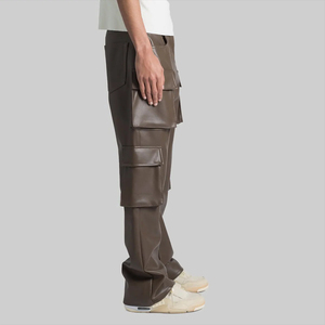 Pantalon en cuir tendance pour homme, nouveau design, avec poche latérale, prix bas, coupe droite. - Product Image 4