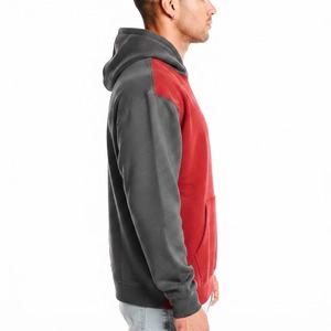 Sweat-shirt à capuche uni pour homme, rouge et gris, en polaire, décontracté avec poches, coupe classique, pour l'automne, 100% coton, anti-rétrécissement - Product Image 3