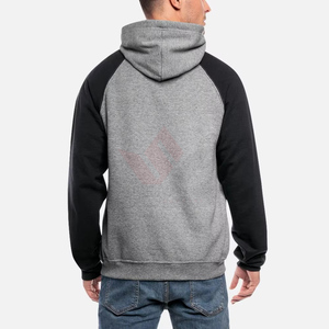 Sweat-shirt à capuche gris pour homme avec manches raglan noires, logo sur le devant, séchage rapide, coupe classique, molleton décontracté, vêtement d'automne - Product Image 2