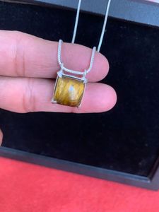 Colgantes de Piedra Natural Ojo de Tigre, Colgantes de Plata Alemana con Piedra de Nacimiento, Collares Delicados Hechos a Mano a Precios de Mayoreo - Product Image 1