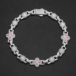 Pulsera de cadena cubana con diamantes y microincrustaciones, estilo hip hop, de la India, para bodas y fiestas. - Product Image 2
